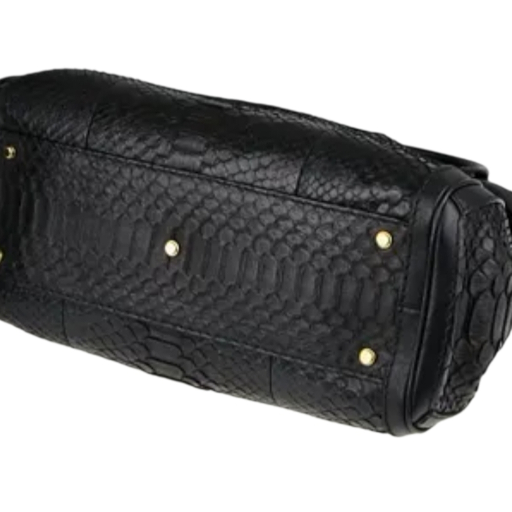 Gucci Black Python Leather Satchel with Gold Details - Picture 2 of 3